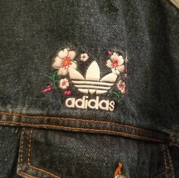 Adidas Cropped Dark Blue Denim Jacket - Picture 5 of 9